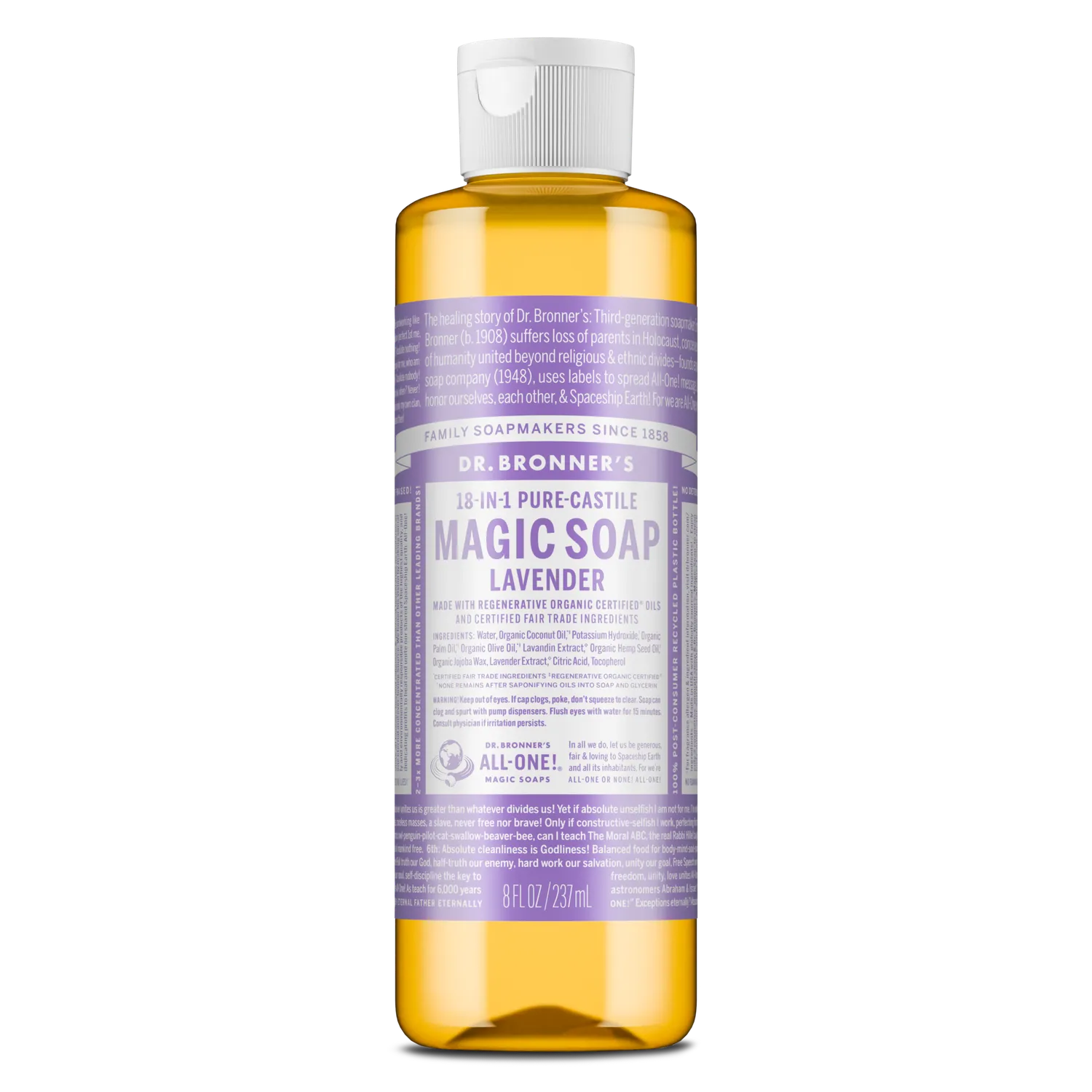 Dr. Bronner's Lavender Pure-Castile flydende sæbe 237 ml mild