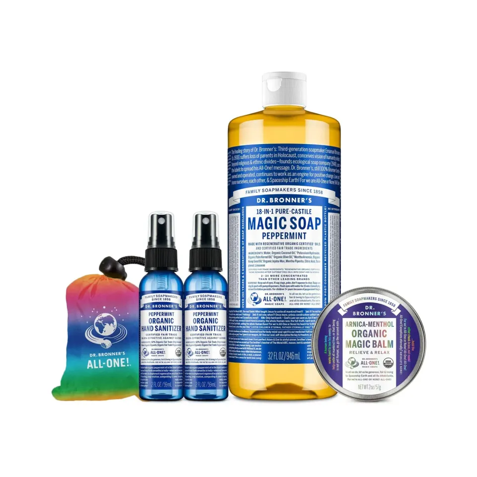 Dr. Bronner's College Essentials sæt med sæbe og balm