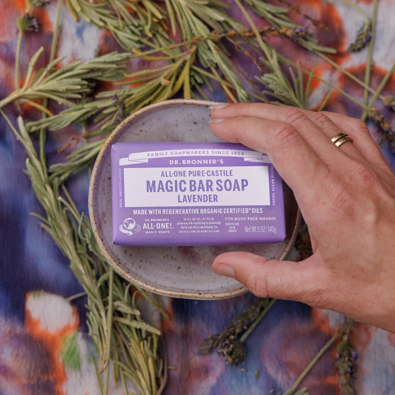 Dr. Bronner's Lavender sæbebar 140 g mild lavendelduft