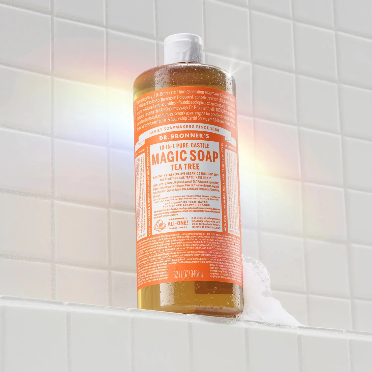 Dr. Bronner's Pure-Castile Tea Tree flydende sæbe 32 oz frisk