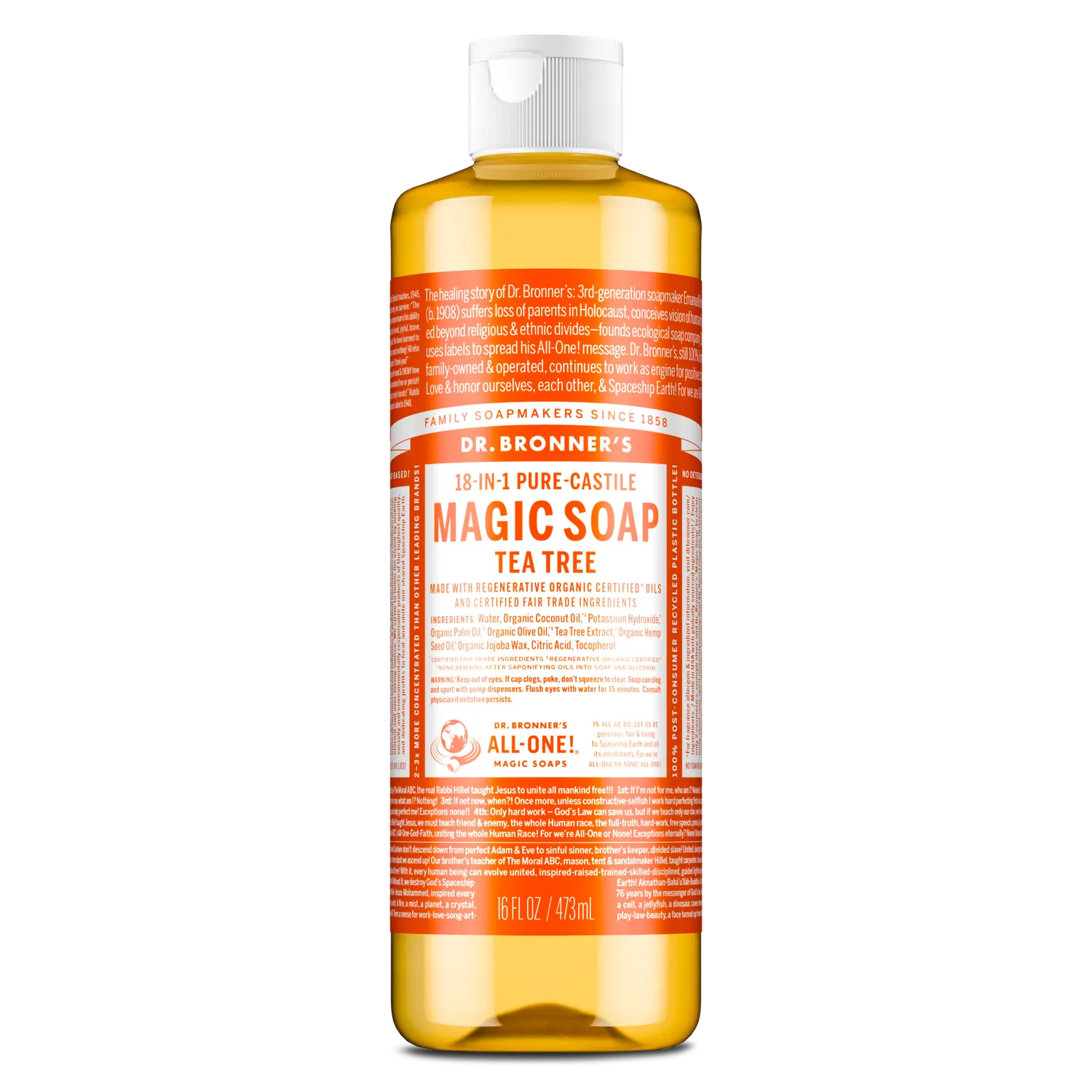 Dr. Bronner's Pure-Castile Tea Tree flydende sæbe 32 oz frisk
