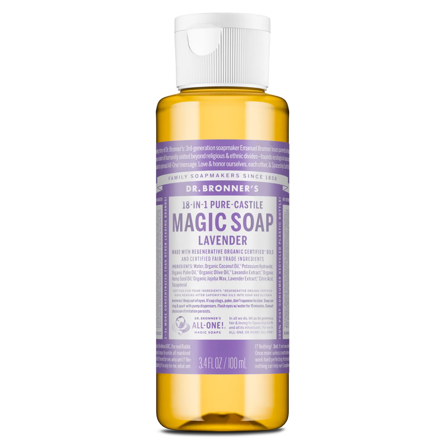 Dr. Bronner's Lavender Pure-Castile flydende sæbe 237 ml mild