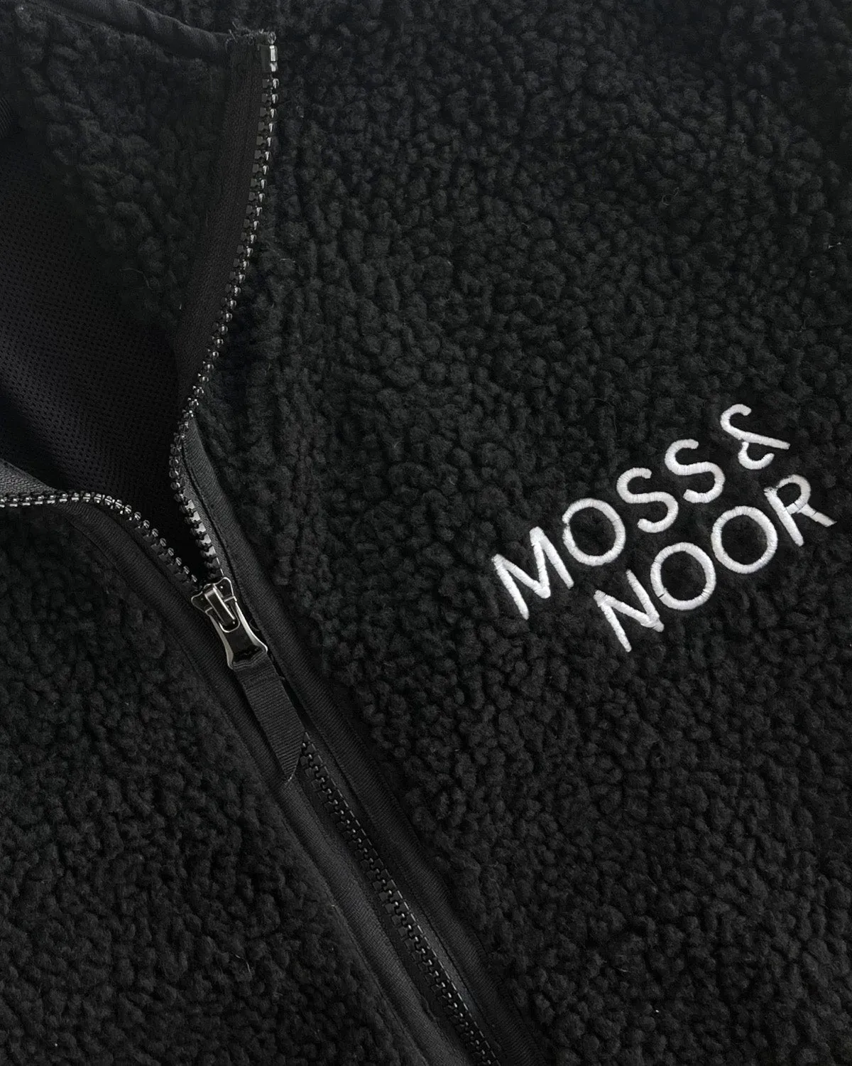 Moss Noor Fleece Pile jakke sort genbrug