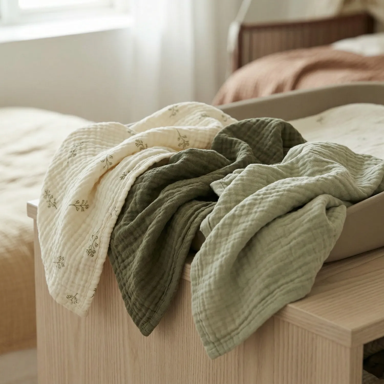 Kraes stofbleer muslin 70x70 økologisk 3-pak