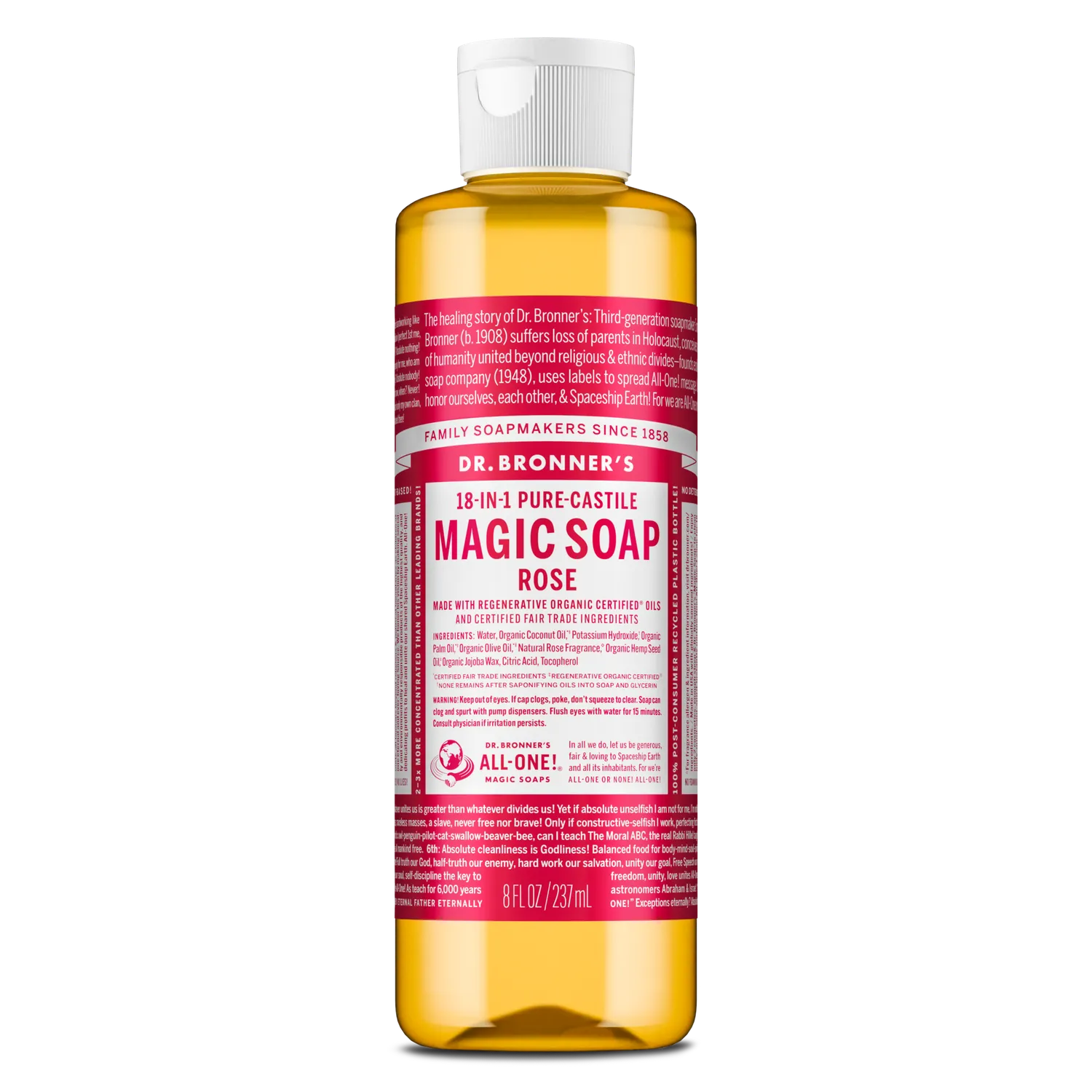 Dr. Bronner's Rose Pure-Castile flydende sæbe 32 oz