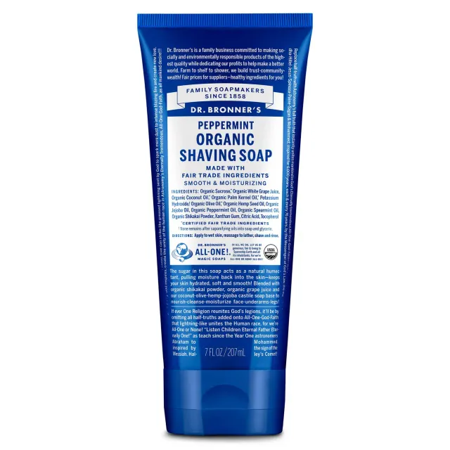 Dr. Bronner's Organic Shaving Soaps barbersæbe Peppermint 207 ml