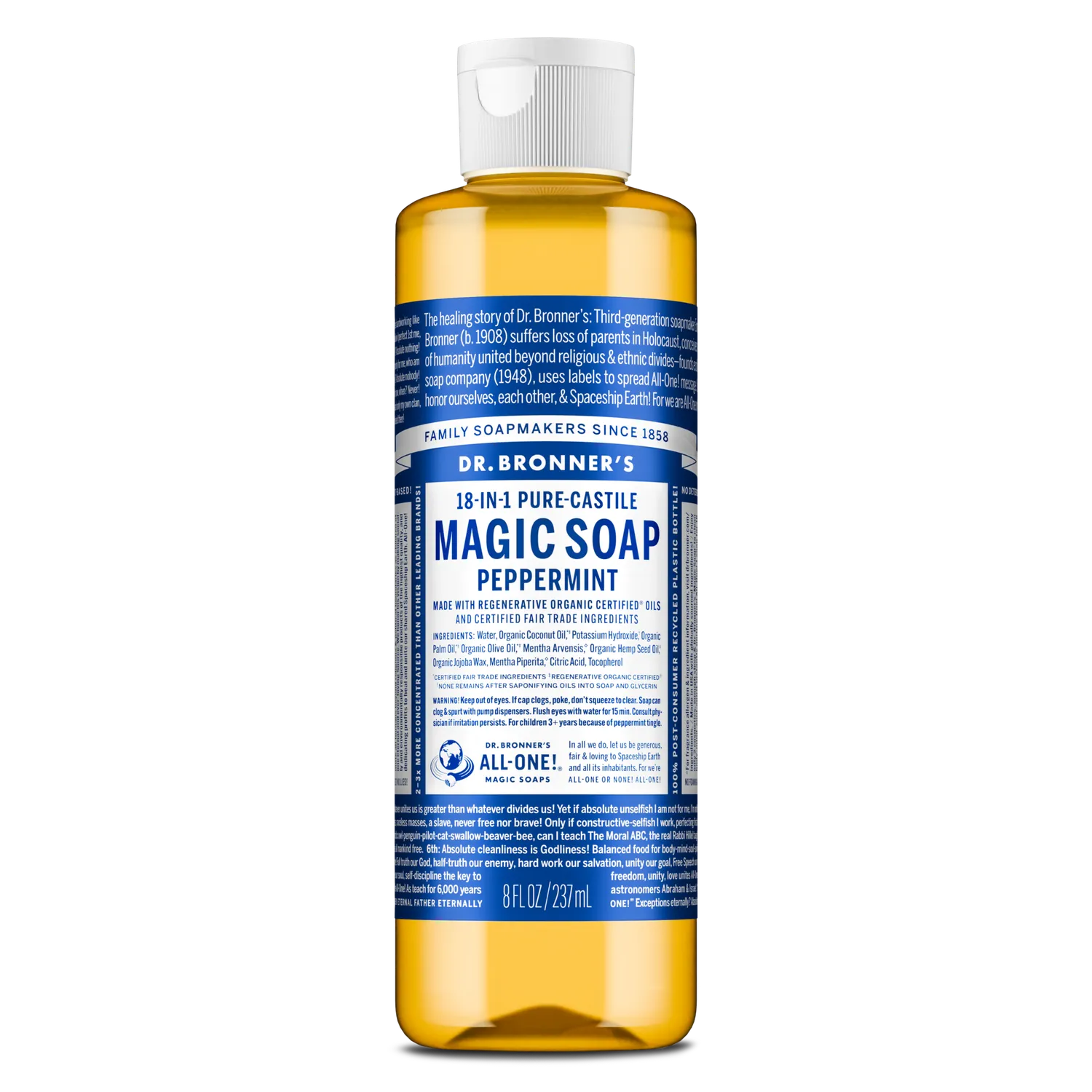Dr. Bronner's Peppermint flydende sæbe kølende