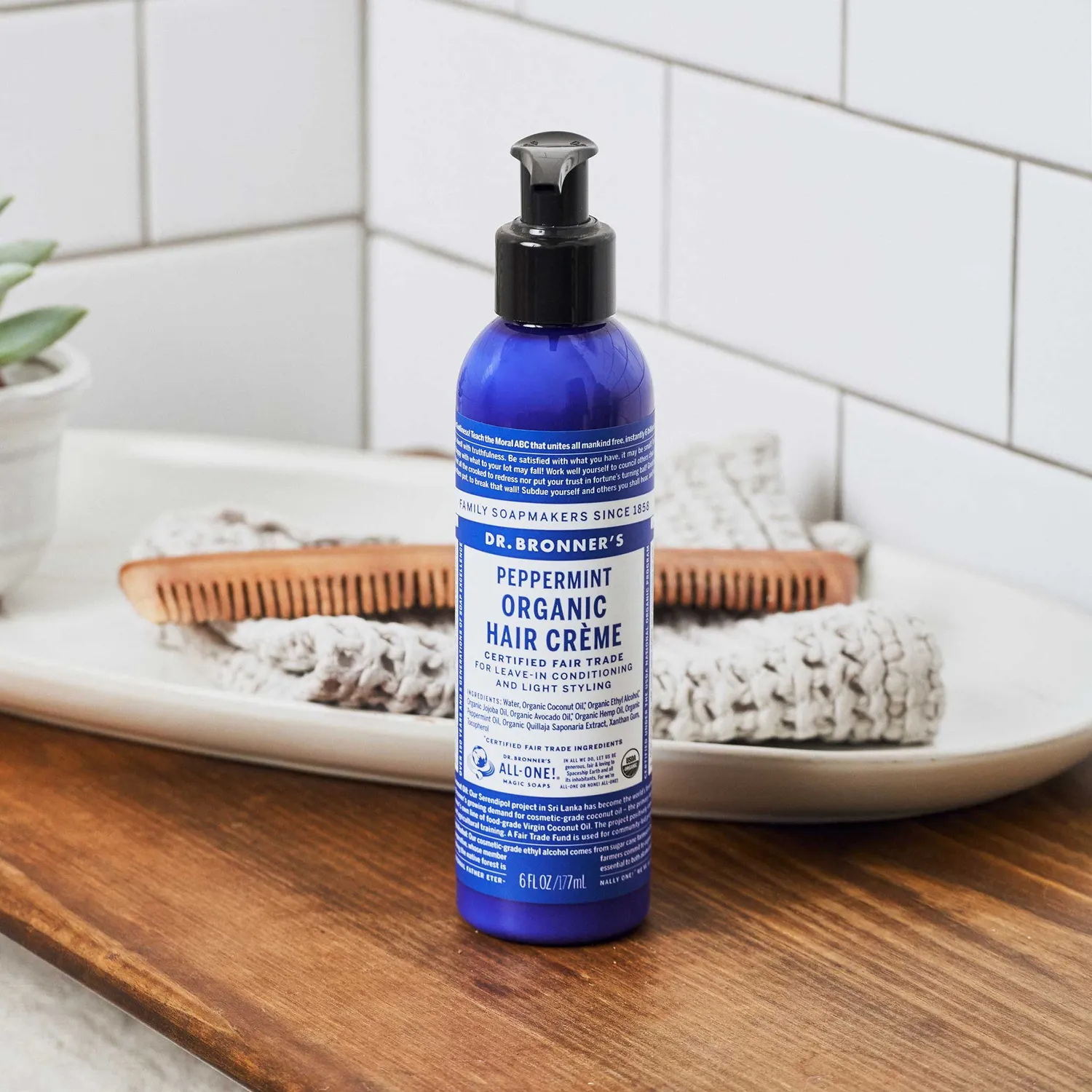 Dr. Bronner's Organic Hair Creme Peppermint hårcreme 6 oz let hold