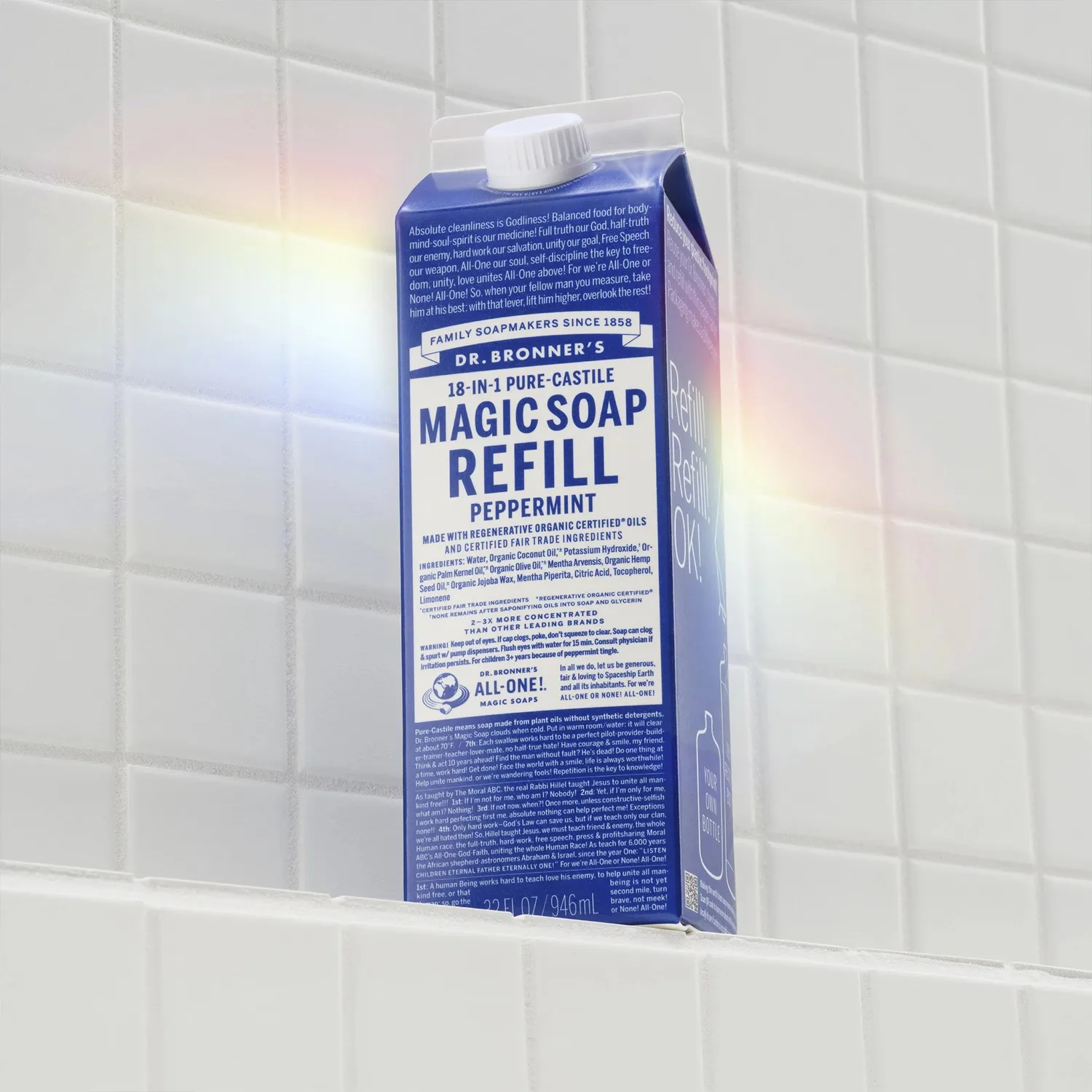 Dr. Bronner's Peppermint flydende sæbe refill 32 oz