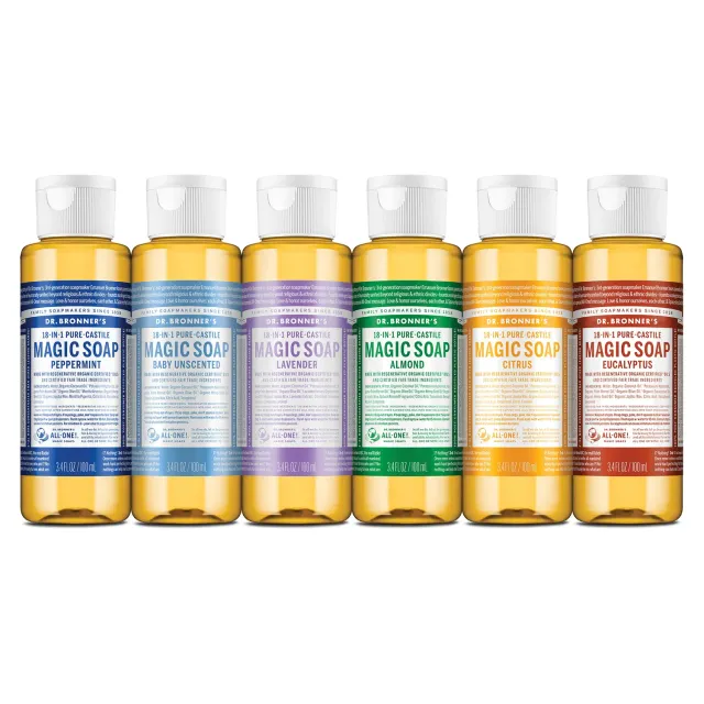Dr. Bronner's Liquid Soap Sampler rejsesæt 6x100 ml