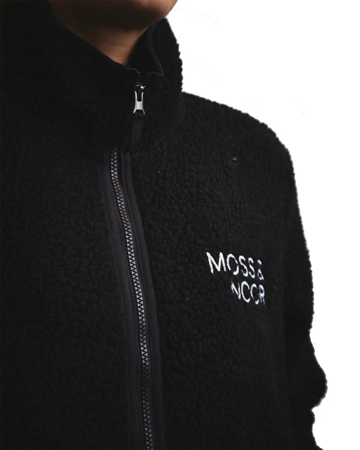Moss Noor Fleece Pile jakke sort genbrug