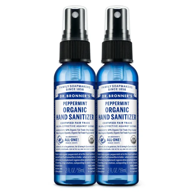 Dr. Bronner's Peppermint håndsprit 2-pak med mynte