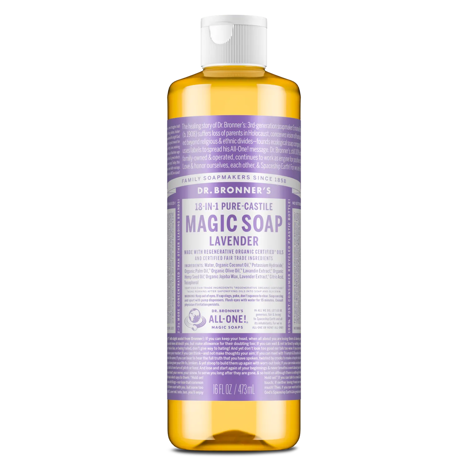 Dr. Bronner's Lavender Pure-Castile flydende sæbe 237 ml mild