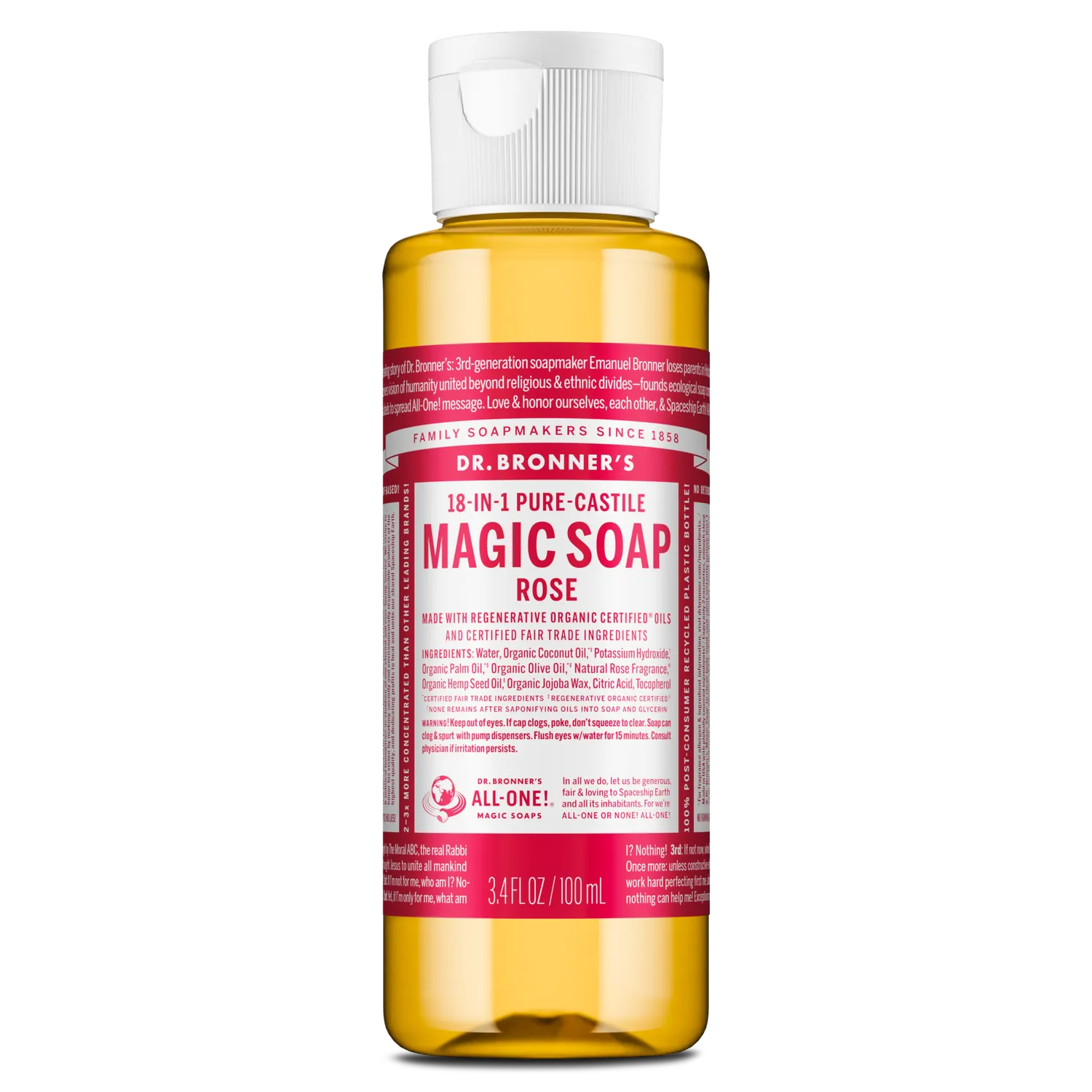 Dr. Bronner's Rose Pure-Castile flydende sæbe 32 oz
