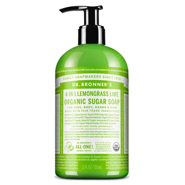 Dr. Bronner's Lemongrass flydende sukker-sæbe 355 ml citrus