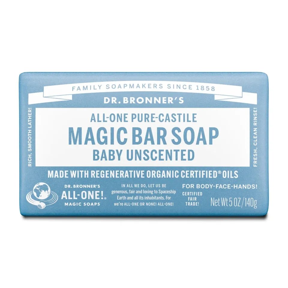 Dr. Bronner's Baby Unscented sæbebar 140 g uden duft