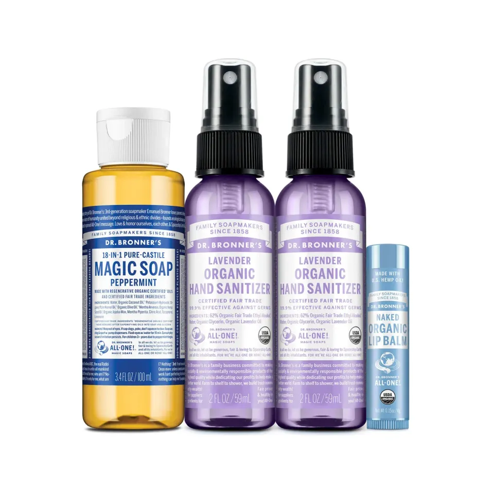 Dr. Bronner's Travel Essentials rejsesæt peppermint mini 4 dele