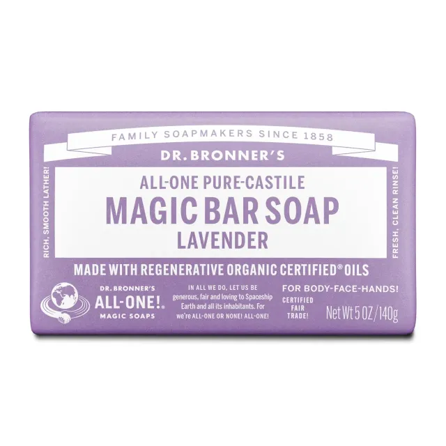 Dr. Bronner's Lavender sæbebar 140 g mild lavendelduft