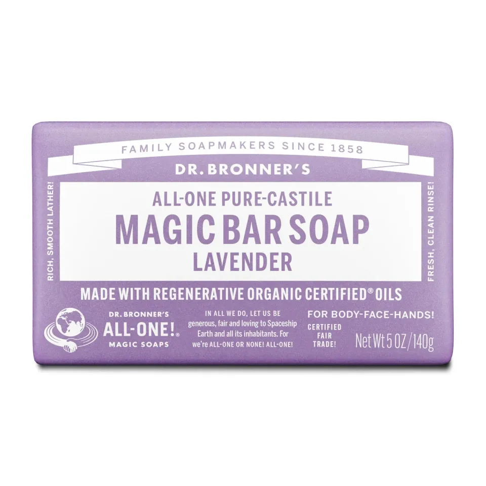 Dr. Bronner's Lavender sæbebar 140 g mild lavendelduft