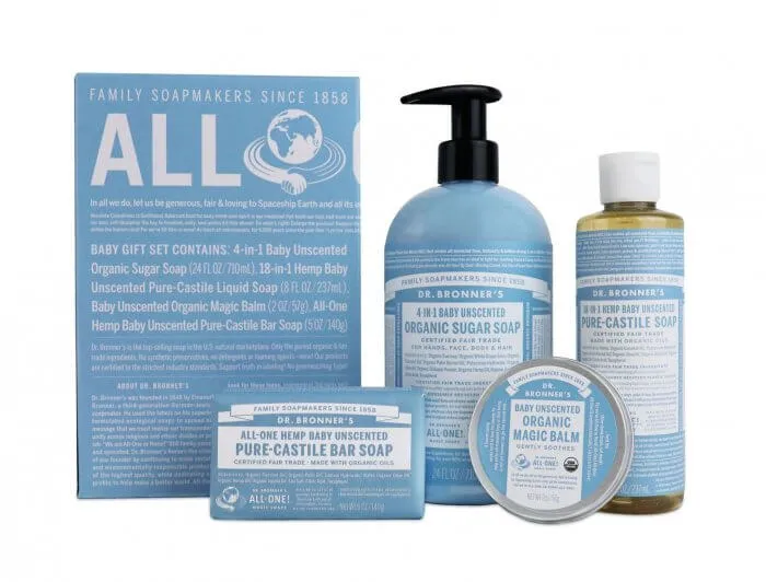 Dr. Bronner's Baby Unscented gavesæt pleje uden duft
