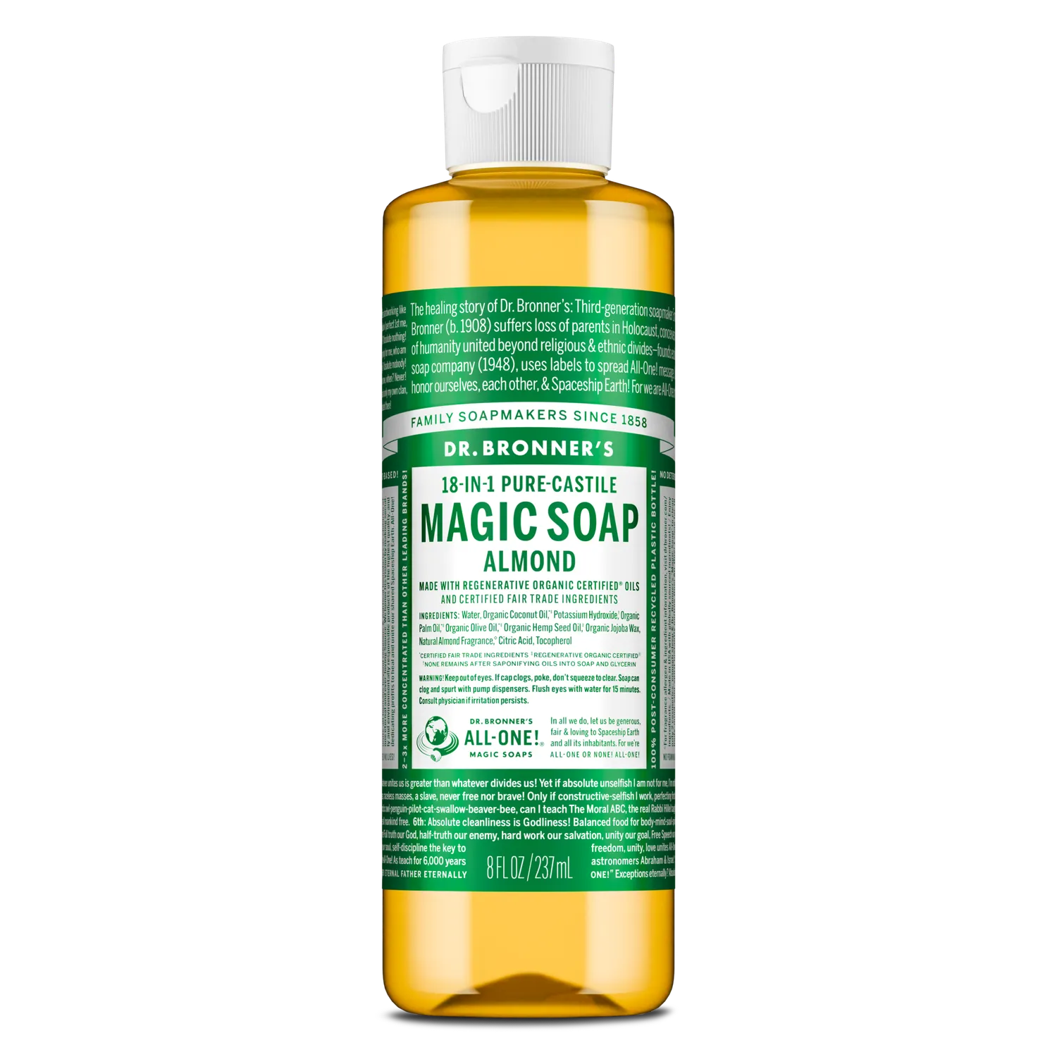 Dr. Bronner's Pure-Castile Almond flydende sæbe 32 oz sød